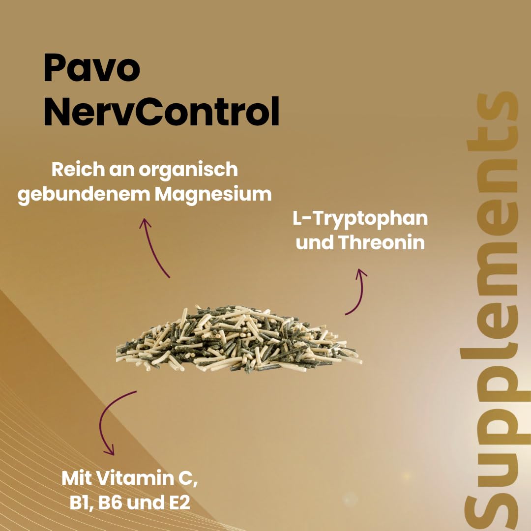 Pavo NervControl 3 kg | Natürlicher Beruhiger für Pferde | Für Sensible & nervöse Pferde | Unterstützt mentale & körperliche Entspannung | Fördert gesunde Nervenfunktion