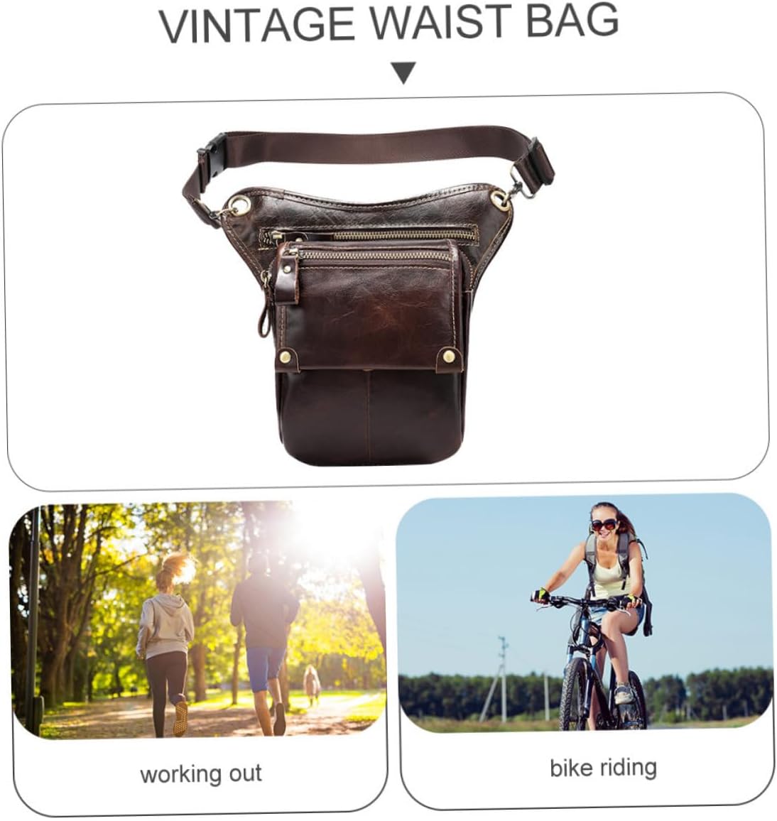 PRETYZOOM Vintage Waist Bag for Men Multi-function Sports Pouch with Wear-resistant Design Phone Storage Waist Pack for Hiking Running Biking and Outdoor Activities