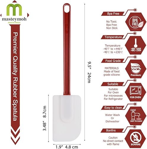 Miniatura 9 de Juego de espátulas de goma para uso comercial, cuchara de espátula de alto calor de 16 pulgadas, espátula comercial para cocinar, juego de espátulas