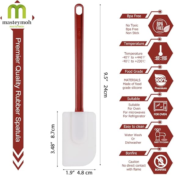 Silicone Rubber Spatula Set, Heat Resistant Commercial Grade Spatulas & Spoonulas for Cooking (1 Spatula S 9.5