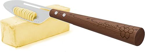 Miniatura 3 de Prepara Cuchillo de mantequilla 3 en 1, 7.6 x 0.8 x 0.8 pulgadas, acero inoxidable y madera