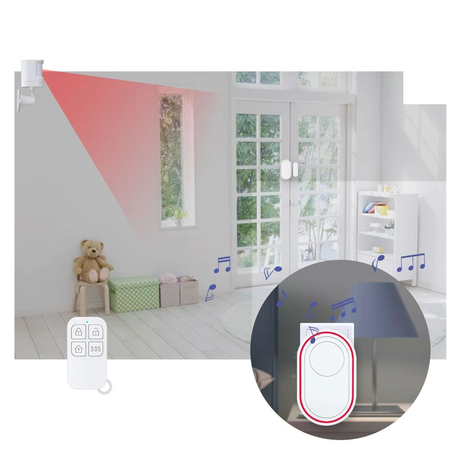 DB11 Tuya WiFi Sistema Inteligente de Alarma for el hogar Campana de la Puerta de Seguridad inalámbrica Aplicación Timbre de Control Pir Sensor de Movimiento(DB11-C)