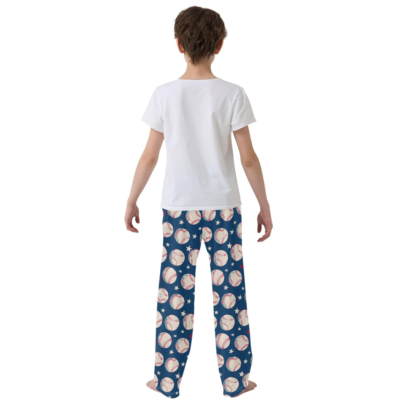 Pantalon de pyjama pour garçon motif baseball doux et confortable avec 2 poches