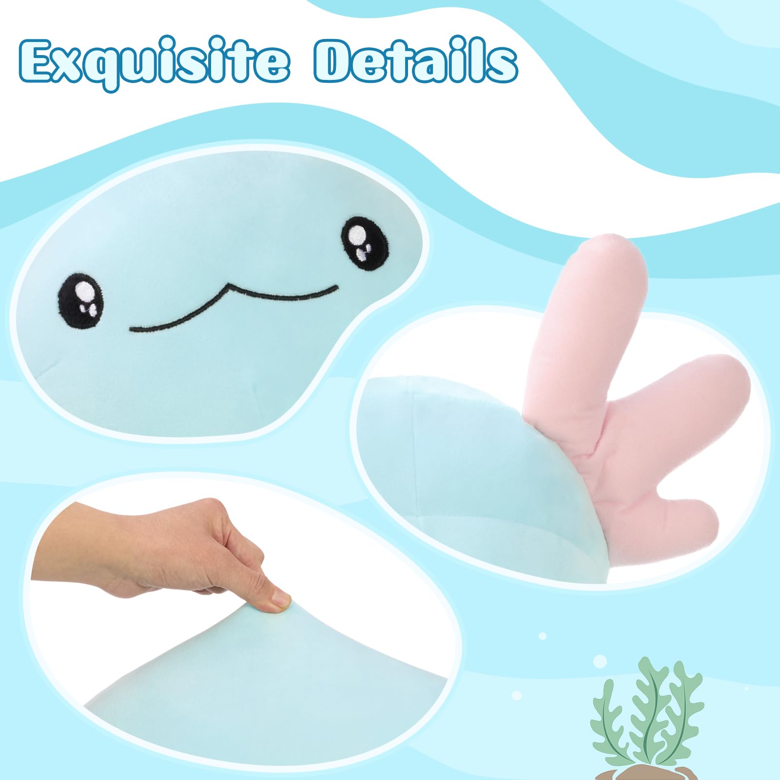 MorisMos 122cm lang Axolotl Kuscheltier XXL Kissen, Geburtstag Geschenk für Kinder Baby,blau rosa