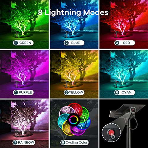 Linkind Color Solar Spot Lights Outdoor, 54 Leds Rgb Color Changing Solar Outdoor Lights, Ip67 Waterproof Solar Powered Landscape Spotlights, Outdoor Solar Lights For Yard House Garden, 4 Pack #TOP5
