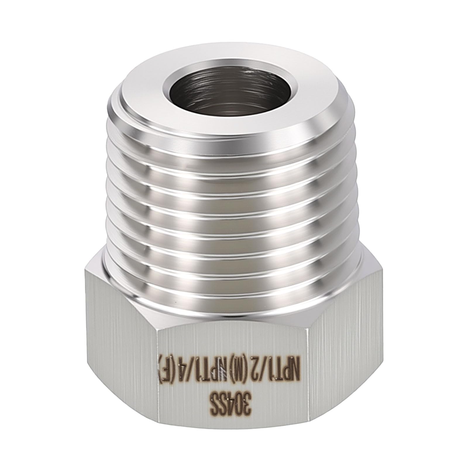 METALLIXITY 1PCS 1/2" Male NPT x 1/4" FeMale NPT Thread 304 Stainless Steel Hex Bushing Extension Tube Adapters Convert for Water Tub Spout/Shower