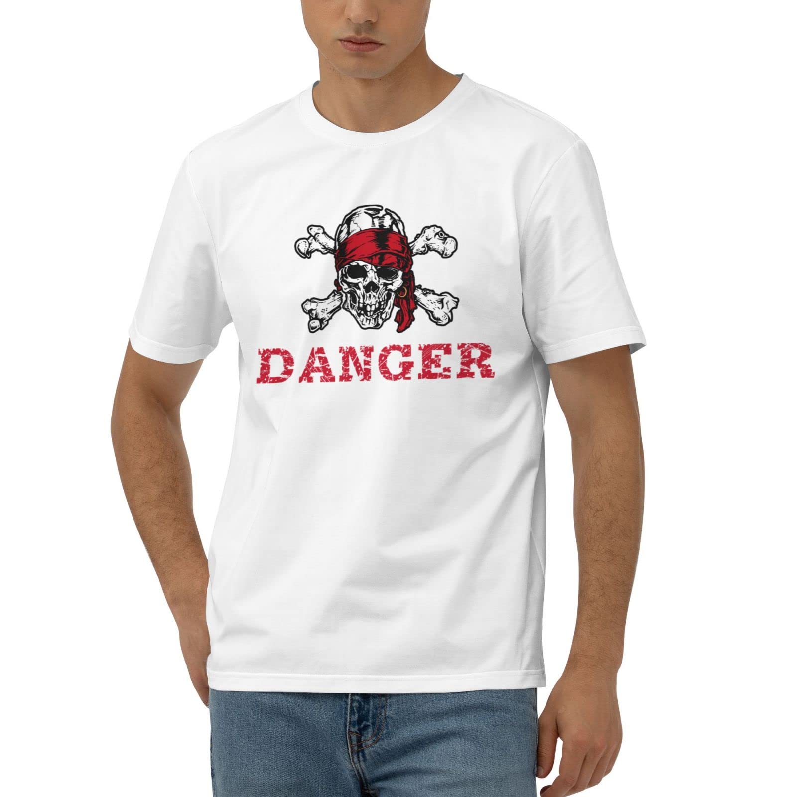 T-shirts pour hommes graphiques drôles de pirate Danger en coton confortable XL multicolore
