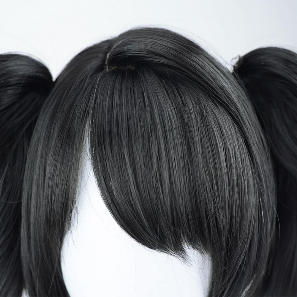 TO KU TOO YUO Game Cosplay Wig  Ombre Colorful Double Ponytails Straight With Bangs Synthetic for Women Heat Resistant Cosplay Hair 45 CM