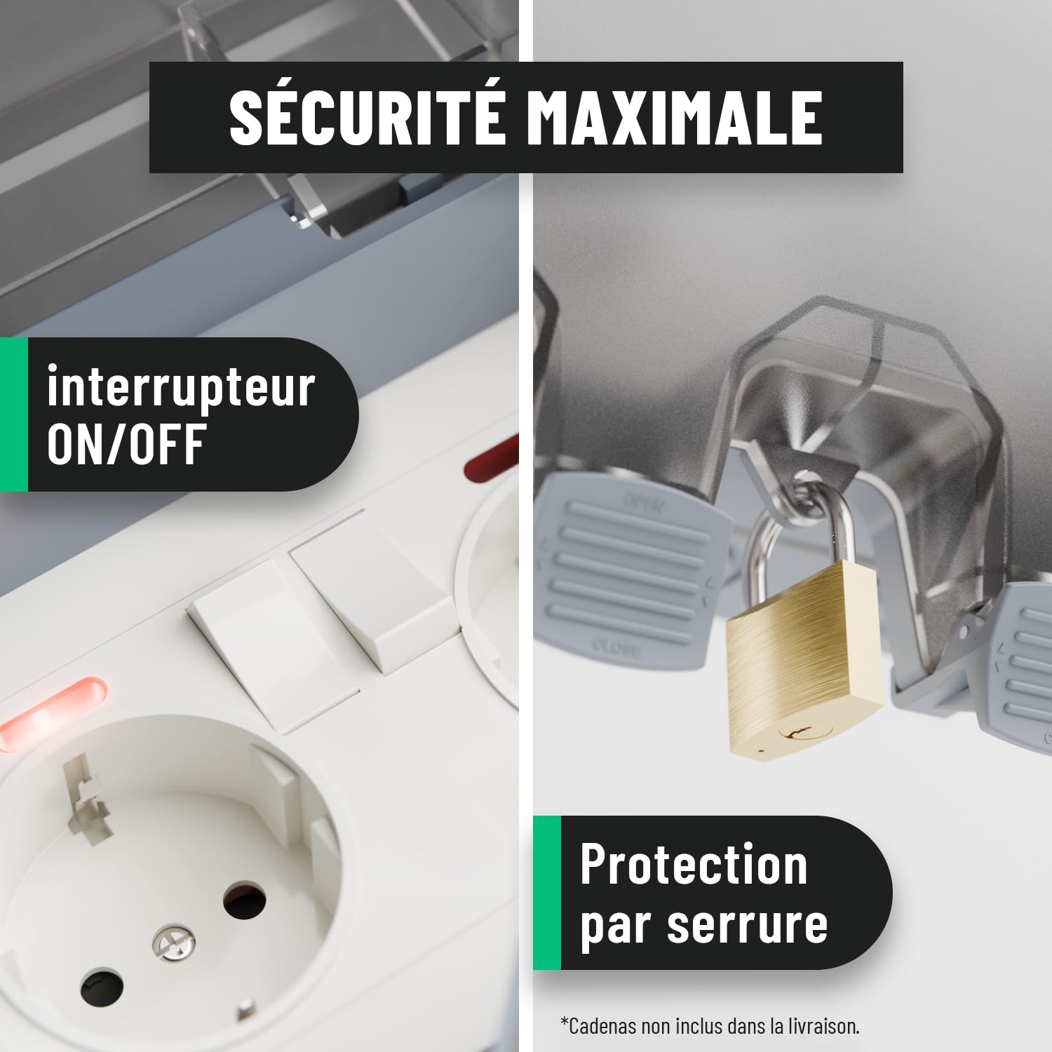 greate double interupteur electrique exterieure verrouillable et étanche | Lot de 4 - IP66 Protection - multi prise exterieure étanche double - multiprise etanche exterieur
