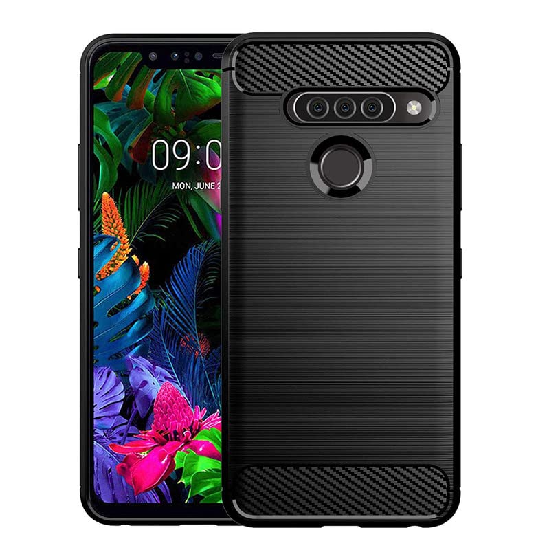 Image of NPRC Hybrid Ultra Slim Protective Case TPU Non-Slip Carbon Fiber Texture Shockproof Case Cover for Lg G8S Thinq - Black