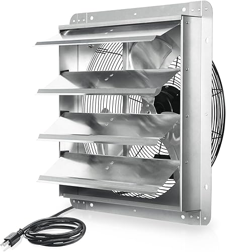 Miniatura 10 de KEN BROWN Ventilador de escape de obturador de 24 pulgadas con cable de alimentación de 5.4 ft y controlador de velocidad montado en la pared, alta