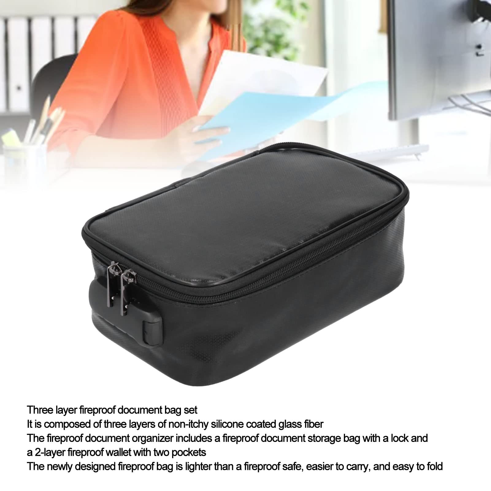 OUKENS Fireproof Document Bag with Lock - Image 3