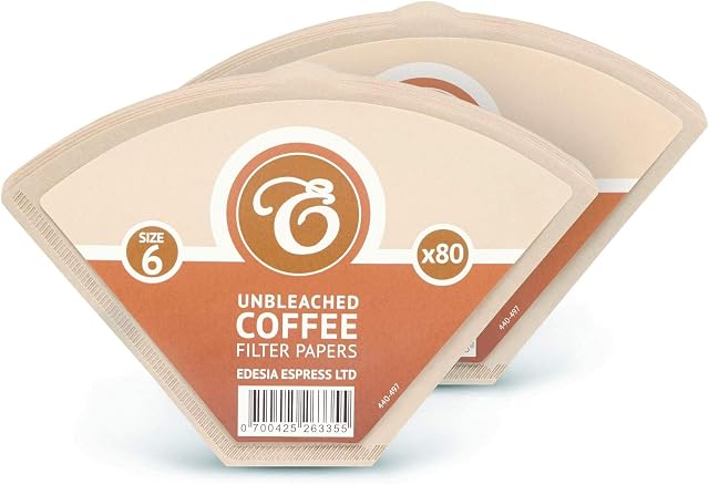 160 Size 6 Brown Coffee Filter Paper Cones by EDESIA ESPRESS