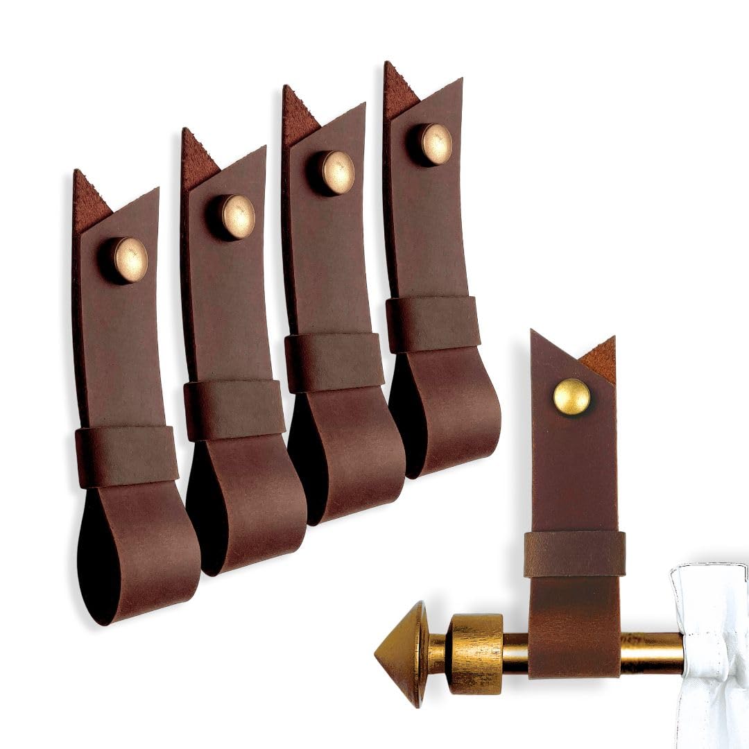 Leather Curtain Rod Brackets - Minimalist Design -18 Leather Curtain Rod Brackets - Minimalist Design -18