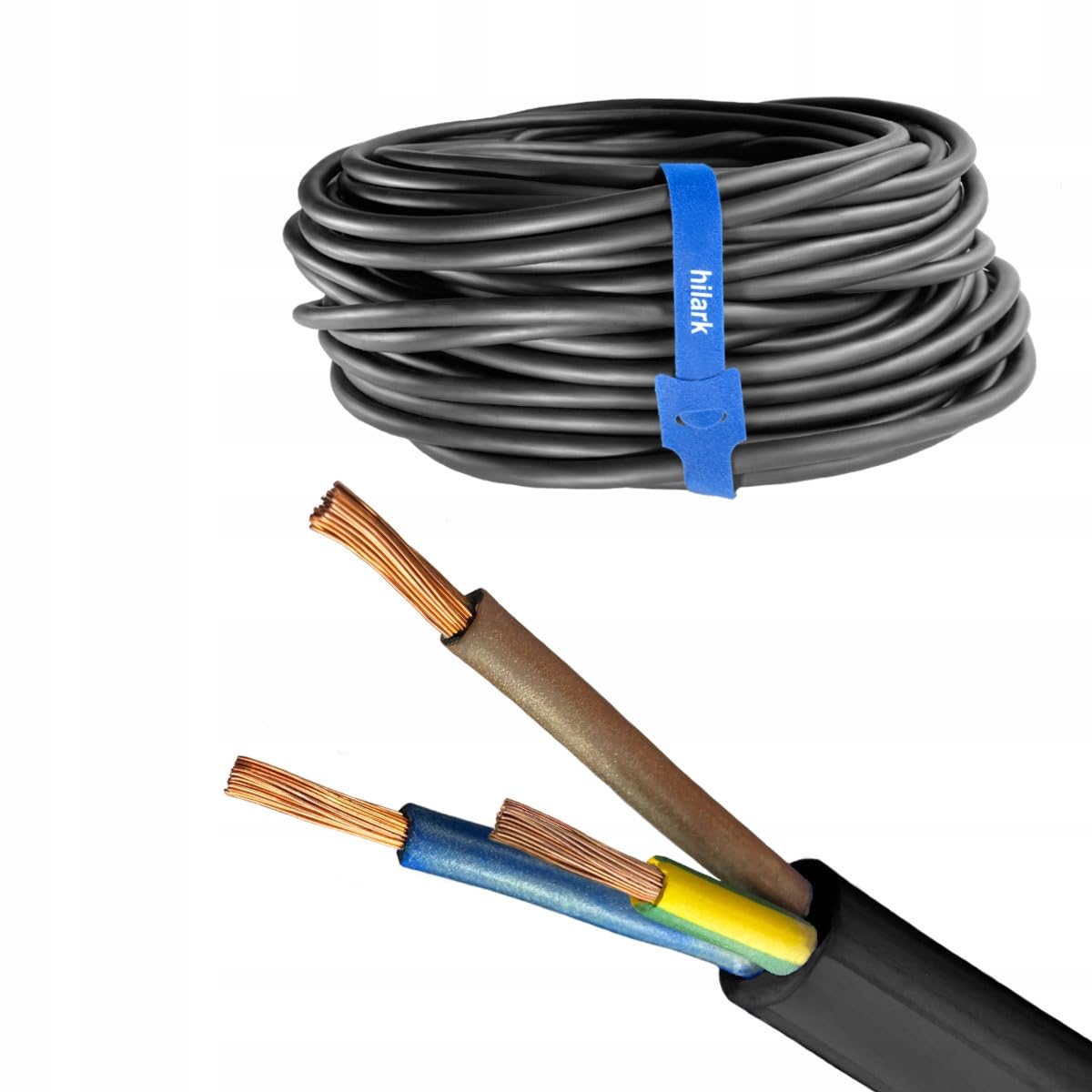 Hilark Cable Tech Câble en Caoutchouc H05RR-F Ow 3x2,5 Souple 100% cuivre 25m