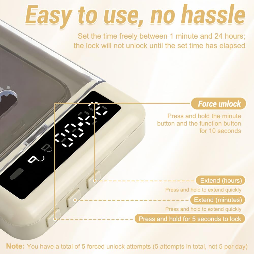 Handy Tresor mit Timer, SGZIOO Handy Safe mit Zeitschloss, Handytresor für Android/iPhone (Max 17.2cm), Bildschirmzeit-Kontrolle, hilft Kinder/Erwachsenen,Telefonsucht