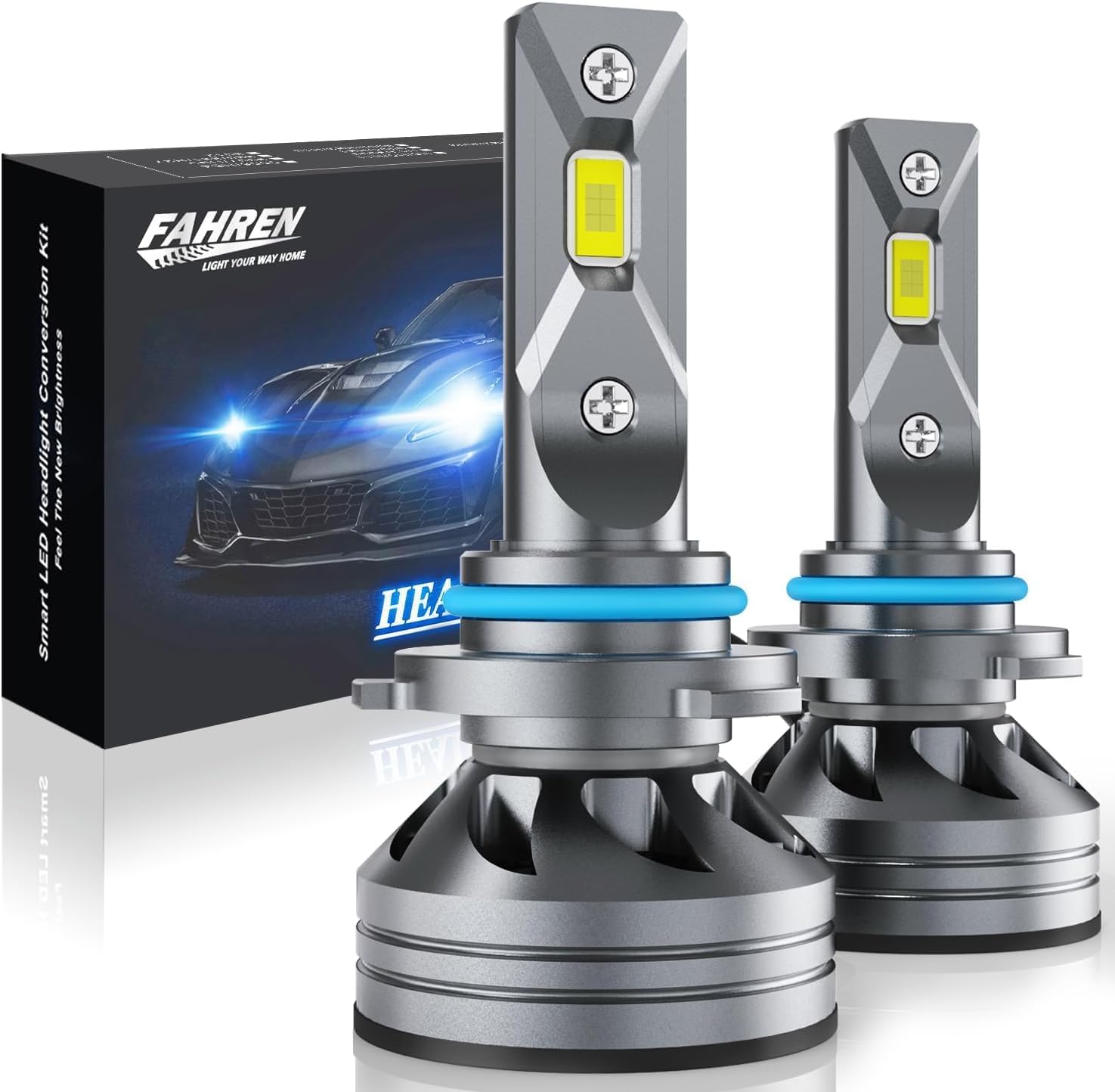 FAHREN H11 9005 LED Headlight Bulb Combo, 80000LM Super Bright H9 HB3 LED Bulb with Canbus Driver, 360° Adjustable Light Angle, 6500K White IP68 Waterproof, Pack of 4 — view 9
