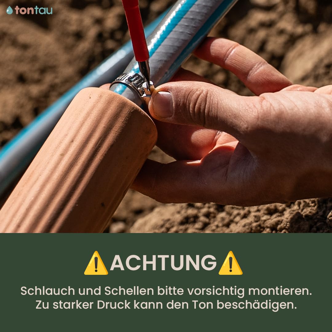 Bewässerungssystem Garten | Ollas Bewässerung aus Ton | Wurzelbewässerung Pflanzen | Wassersparende Tonkegel Bewässerung | Urlaubsbewässerung | Beet Hochbeet Gewächshaus (tontau TWO, 10er Set)