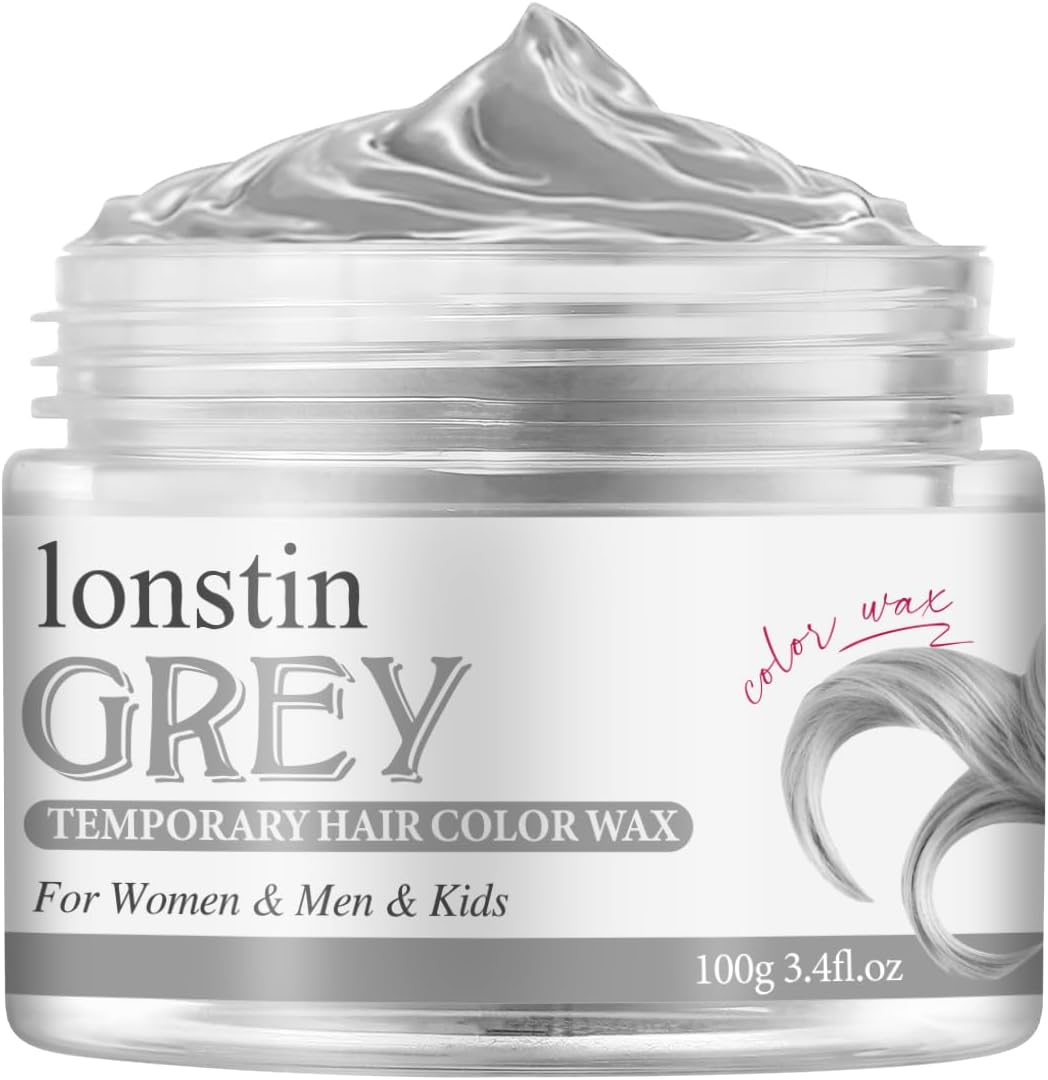 Tijdelijke Haarkleur Wasbaar, Haarwas Kleur Wax Natuurlijke Hairstyle Pomade Cream Gel Voor Mannen Vrouwen Party Cosplay Halloween Kerstmis (grijs, grijs)