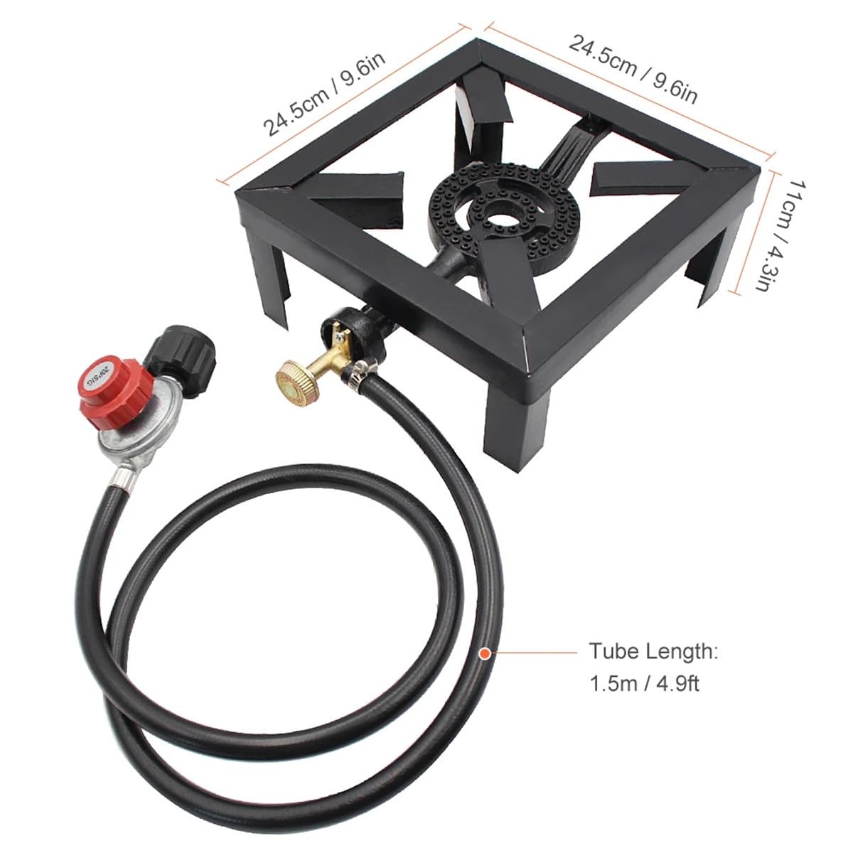 Estufa de gas portátil de 8 kW para exteriores, con manguera reguladora ajustable de 0 a 20 psi, para patio, camping, barbacoa (EURO)