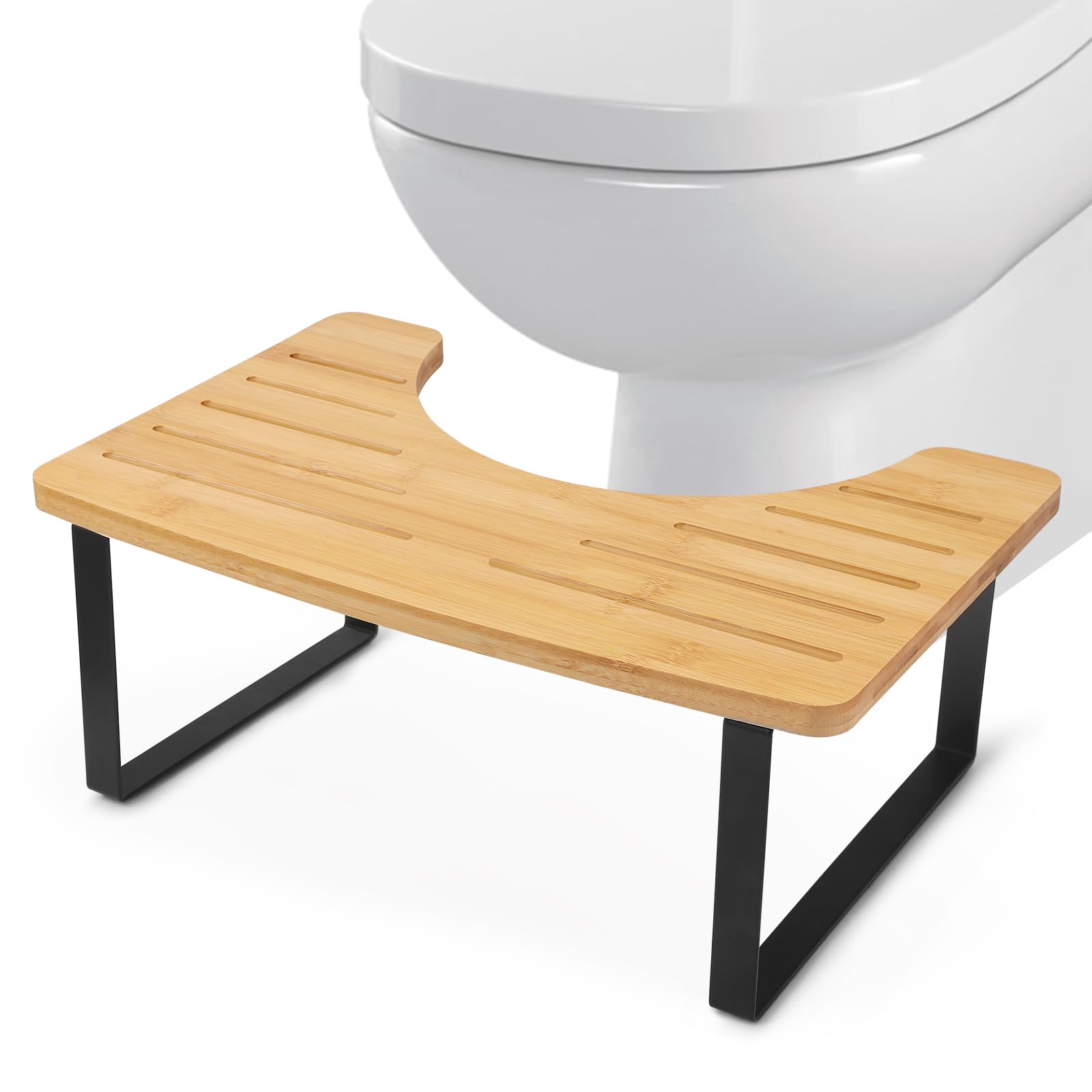 Taburete Inodoro Taburete Fisiológico con Almohadillas Antideslizantes Forma de C de 35 Grados para Baño WC Adultos Niños Pequeños
