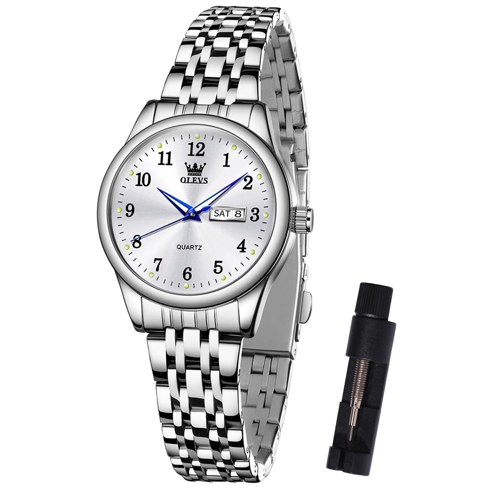 OLEVS Edelstahl Damenuhr - Stylish Analog Kleine Gesicht Armbanduhr, Leuchtend Wasserdicht, Elegante Diamant Römische Arabische Ziffern Uhr Mit Datum