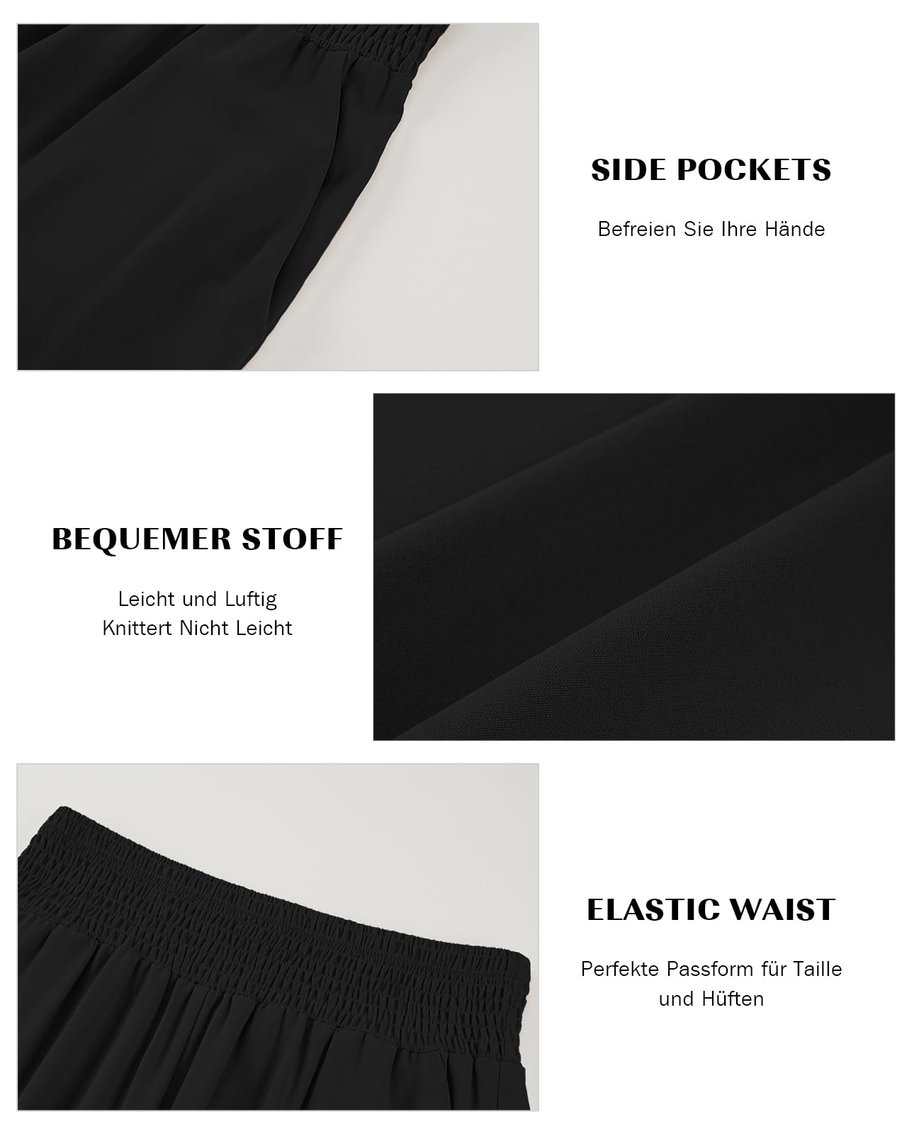 HMIYA Damen 3/4 Culotte Hose Leichte Weites Bein Sommerhose