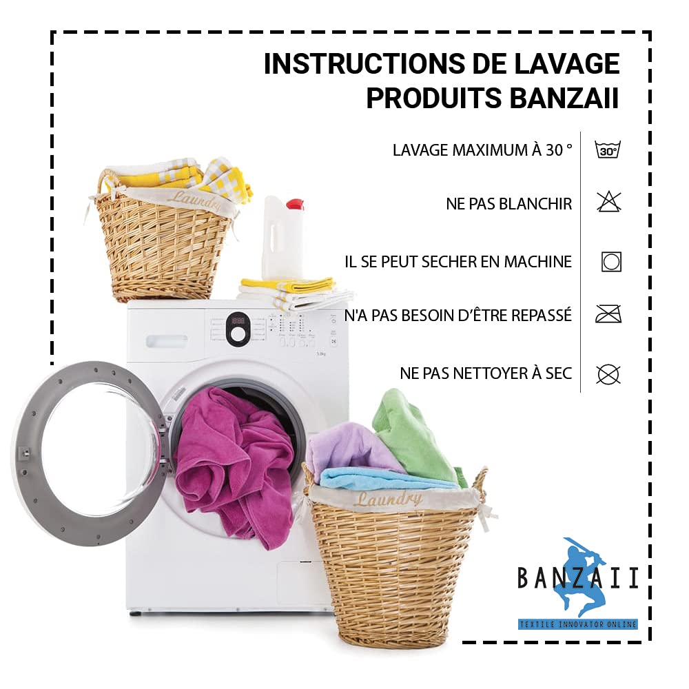 Banzaii Peignoir pour Homme et Femme 100% Microfibre à Capuche – Peignoir Unisexe avec Sac Résistant pour gagner de la place