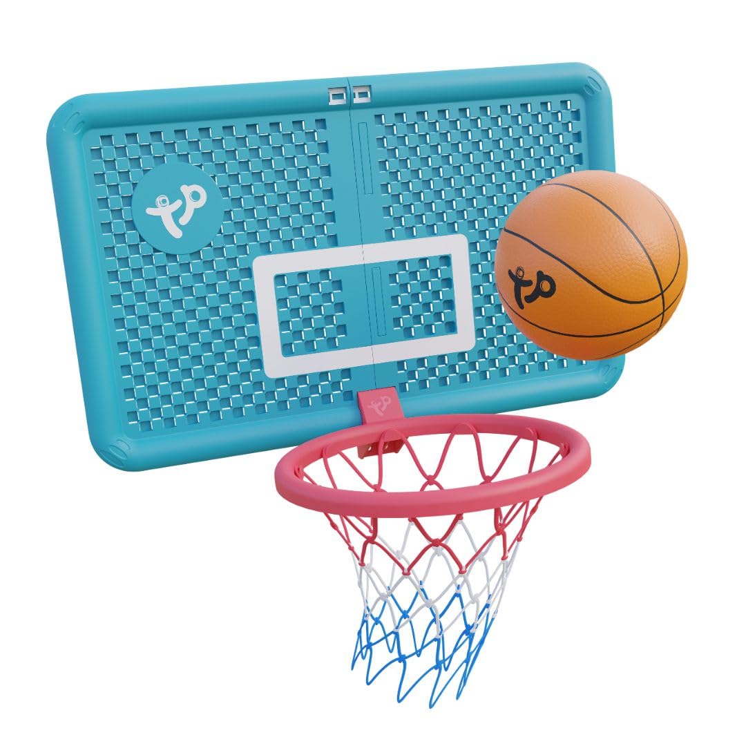TP Toys Junior Basketball Hoop With An Inflatable Lightweight Basketball And Pump. Junior Portable Basketball Hoop, Adjustable Hoop, Free Standing, Kids Basketball Set. Adjustable Hoop Net System
