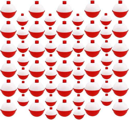 60 flotadores de pesca, bobber de pesca de ABS duro a granel, flotadores redondos de boya con botón para accesorios de aparejos de pesca, 1/1.5