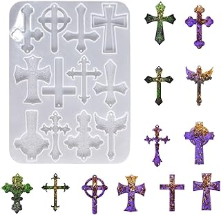 クロスシリコンモールド - 十字型シリコン樹脂モールド | クロスシリコーンモールドマルチサイズエポキシ鋳造フォーム、十字架ジュエリー作成ツール | DIY クラフト用キーホルダー ネックレス ペンダント
