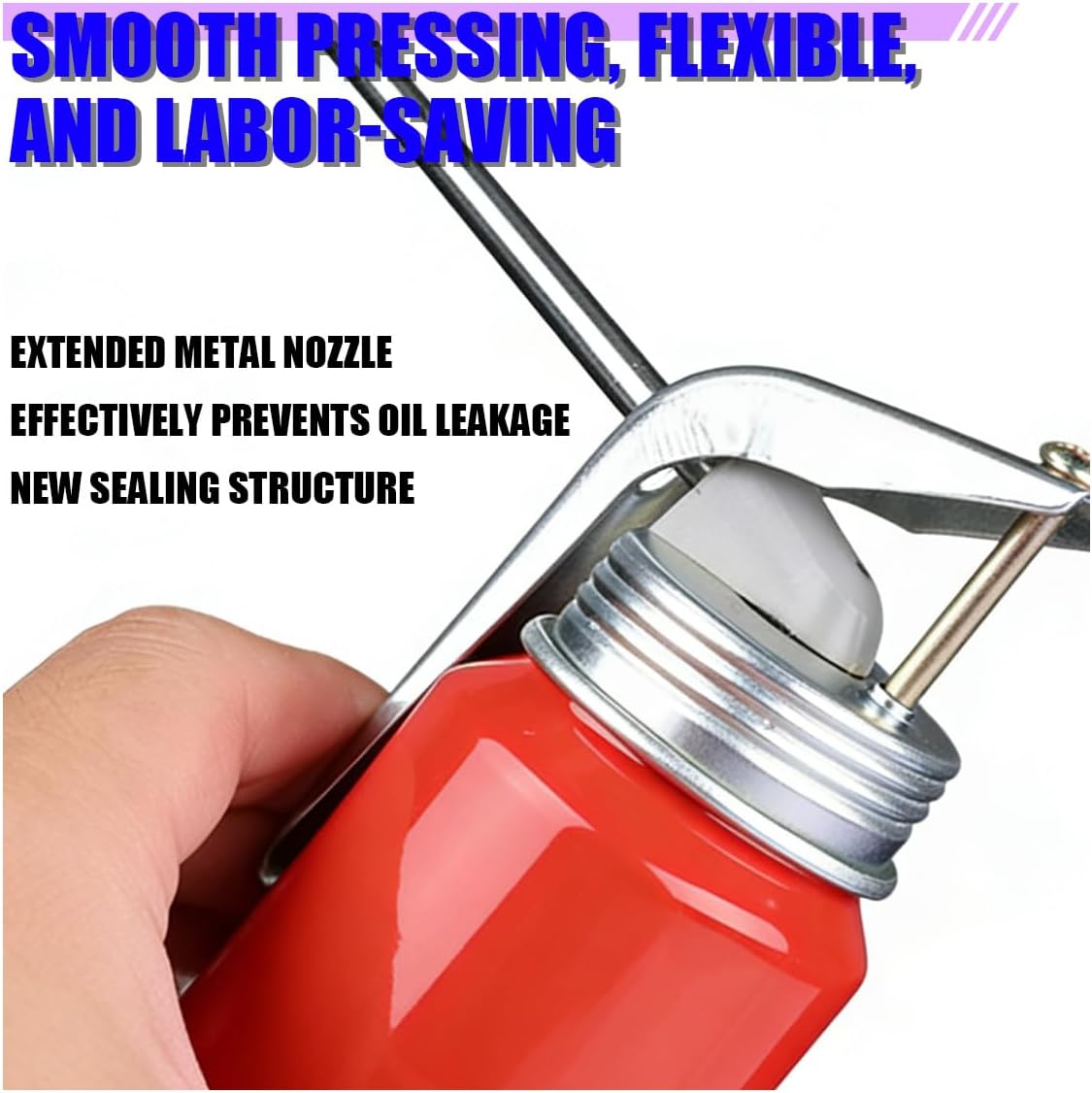 2PCS Oil Can Pump Oiler, 200ml Metal Manual Engine Oil Dispenser with Rigid Spout, Portable Gun Oiler Spray Can, Universal Squirt Can Accessories for Cars, Motorcycles Applications (Red)