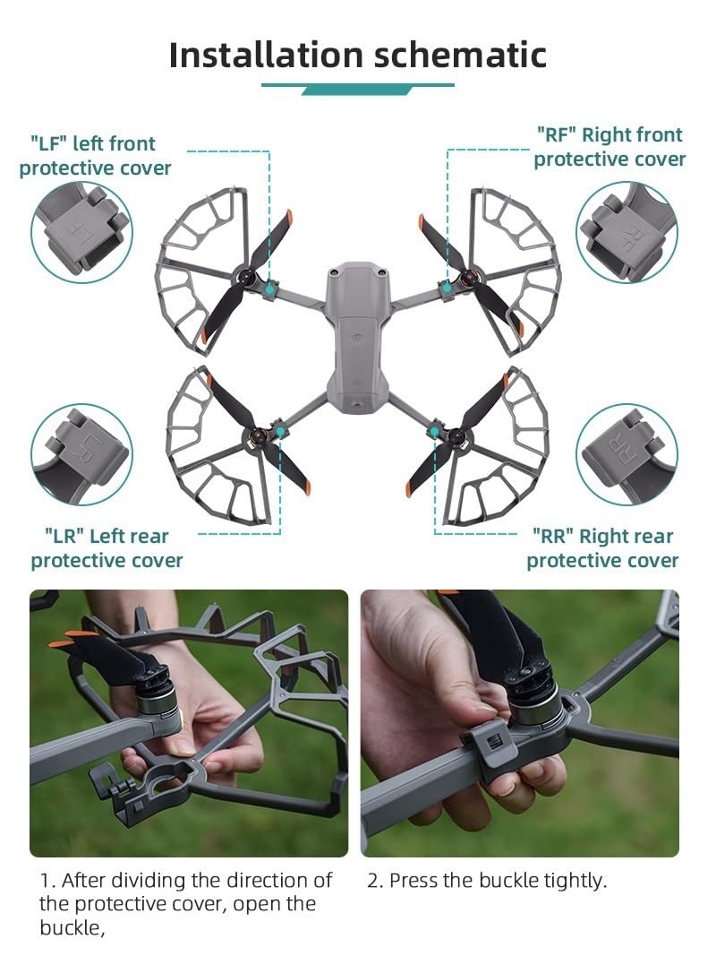 Protezione dell'elica compatibile con il carrello di atterraggio pieghevole del drone Air 2/Air 2S Copertura protettiva a installazione rapida compatibile con l'accessorio Air2 Lame di ricambio(31.6-4