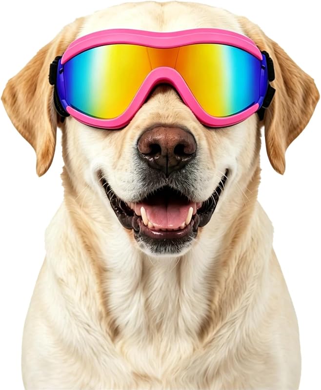 Óculos de sol para cães NAMSAN com lentes UV, armação macia e tiras ajustáveis, Rosa