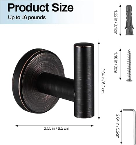 Miniatura 35 de Kruodop Ganchos de toalla para baño, 2 paquetes de soporte para toallas de pared, gancho de pared mate, gancho de acero inoxidable resistente