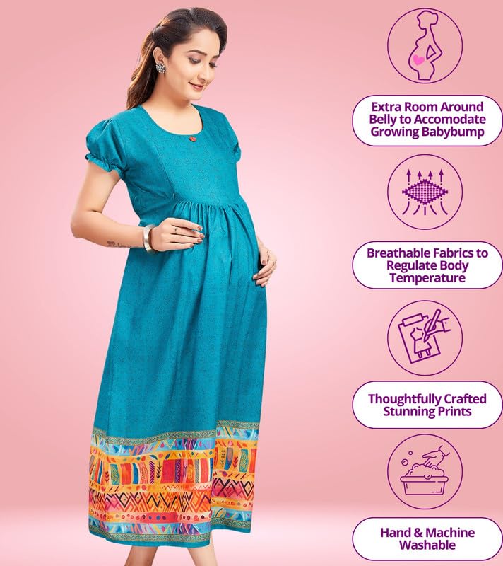 Image of RITIJYA Feeding Kurtis for Women with Zip | Maternity Gown Pregnancy Dress for Nursing Mothers | Viscose Rayon | Stylish & Comfortable | S to 4XL | Maternity Wear Feeding Dress Tops