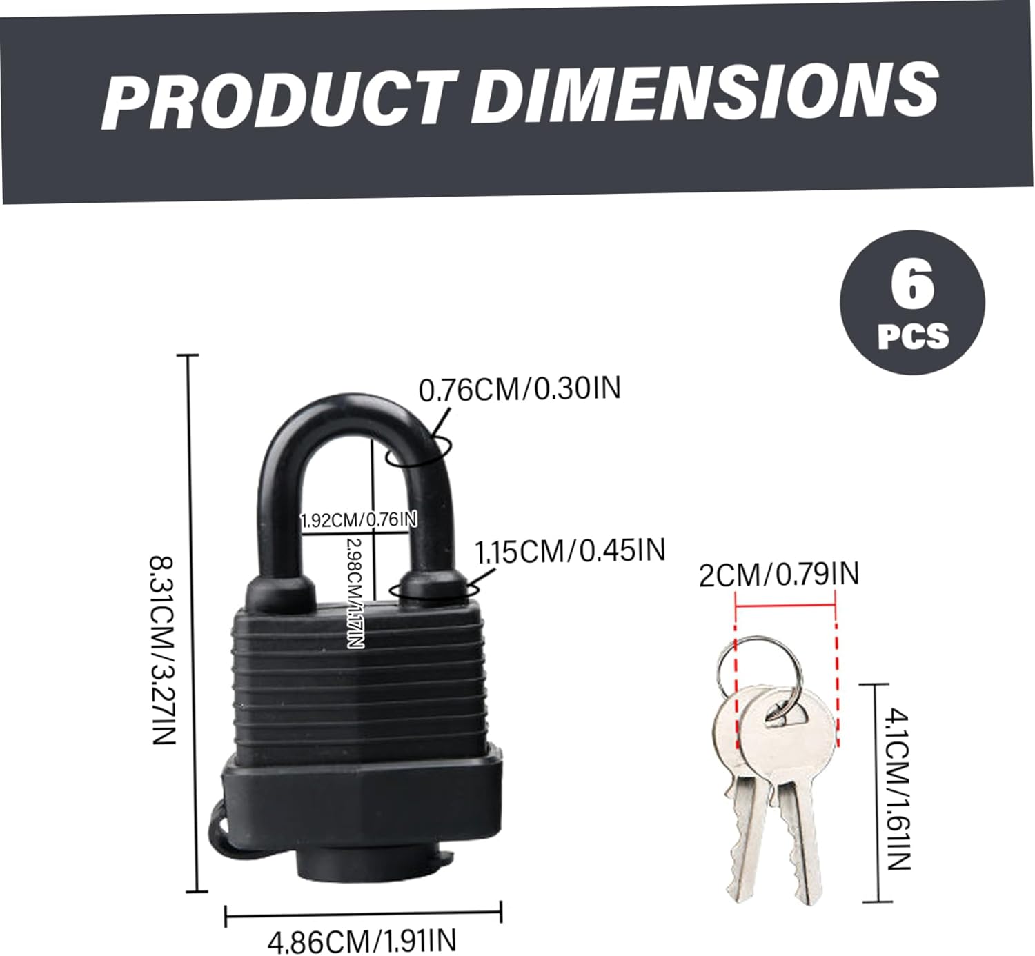 Keyed Alike Padlocks 6Pcs Weatherproof Heavy Duty Outdoor Security Locks for School Gym Locker Garage Shed Fence Keyed Alike Padlocks
