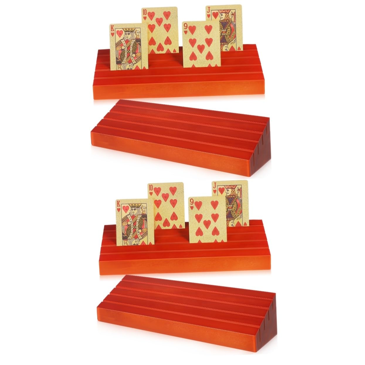 HEMOTON 4 Piezas 1 Titular de la Tarjeta de Juego Tarjetero Puente Tarjetero Canasta Soporte de Madera para Tarjetas Titular de la baraja de Cartas Bandeja de Tarjetas Madera de Pino