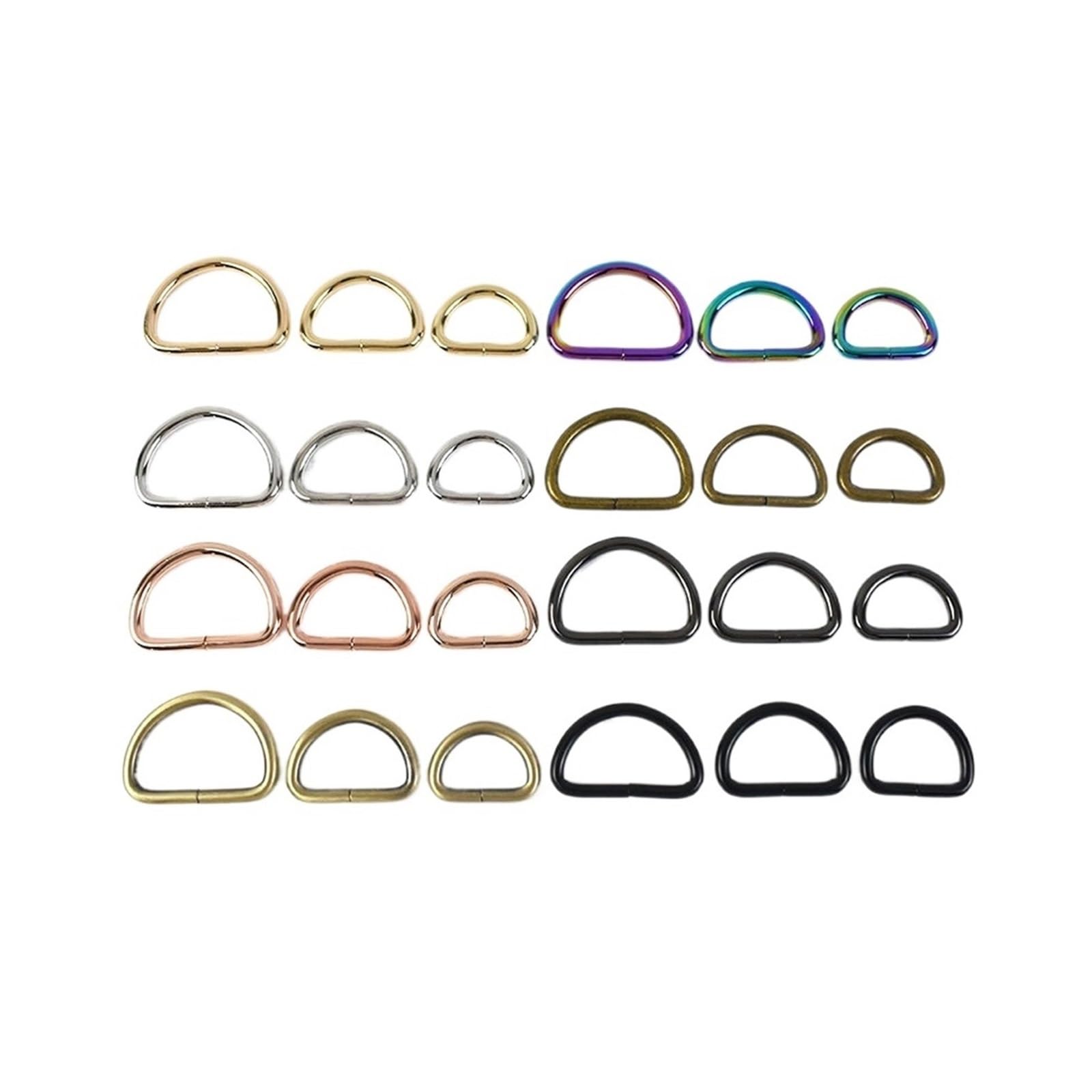 Wytrzymały szekla D, 10 sztuk 20/25/32/38mm D Ring metalowe klamry do parcianej torby pasek regulator klamra obroża dla psa zatrzaski DIY akcesoria sprzętowe(Gunblack,25mm)