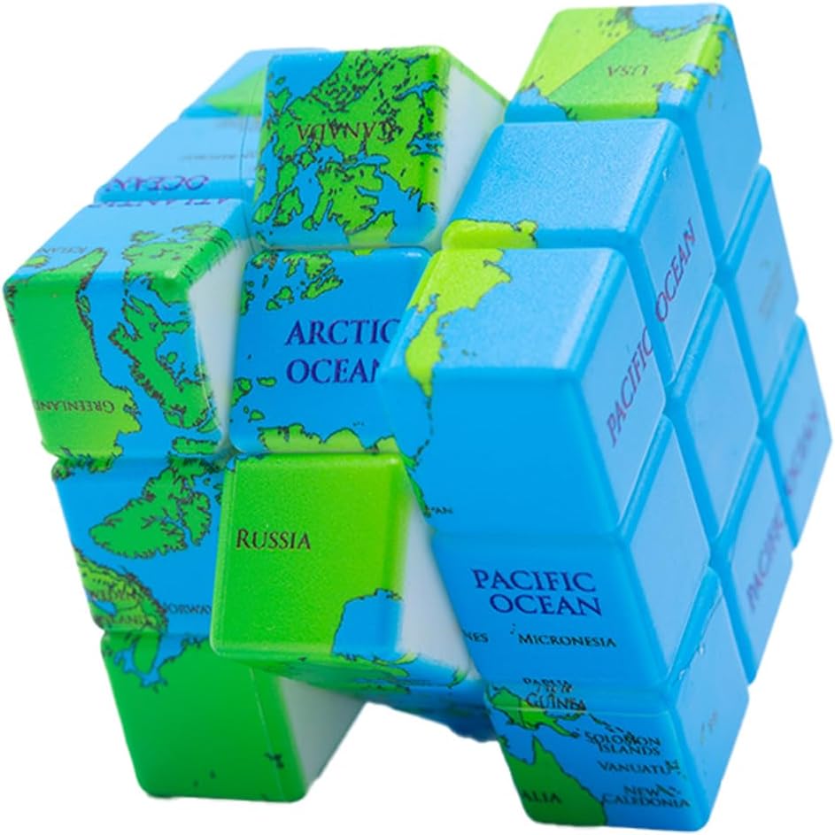 Magic Cube Puzzles Toys Classics Cube for Kids & Adults (World Map 3x3)