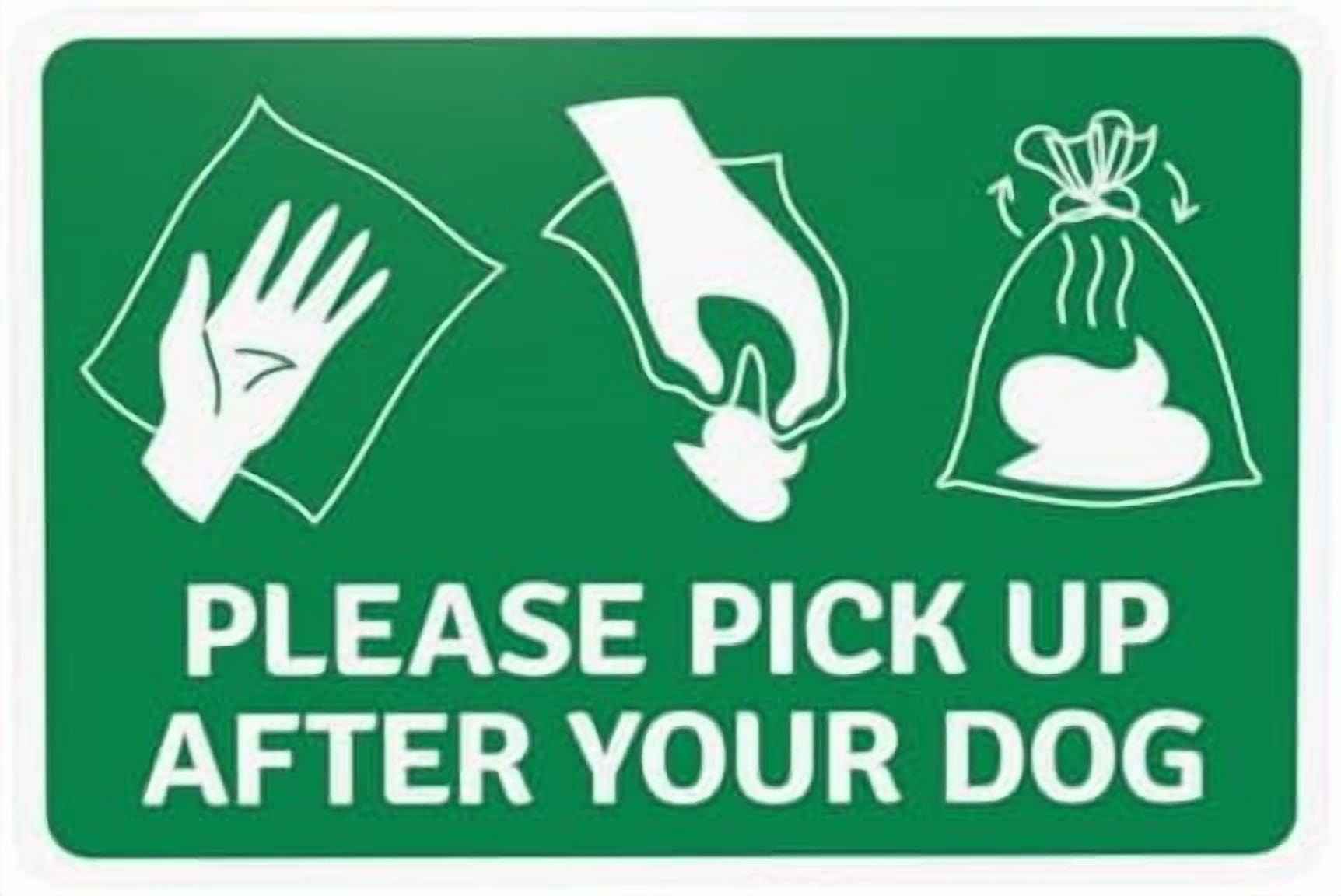 (2-Pack) Metal Tin Sign Please Pick Up After Your Dog With Dog Poop Instructions Warning Sign, Clean Up Dog Poop Signs for Home Wall Caution Custom Decor 12 x 8 Inch