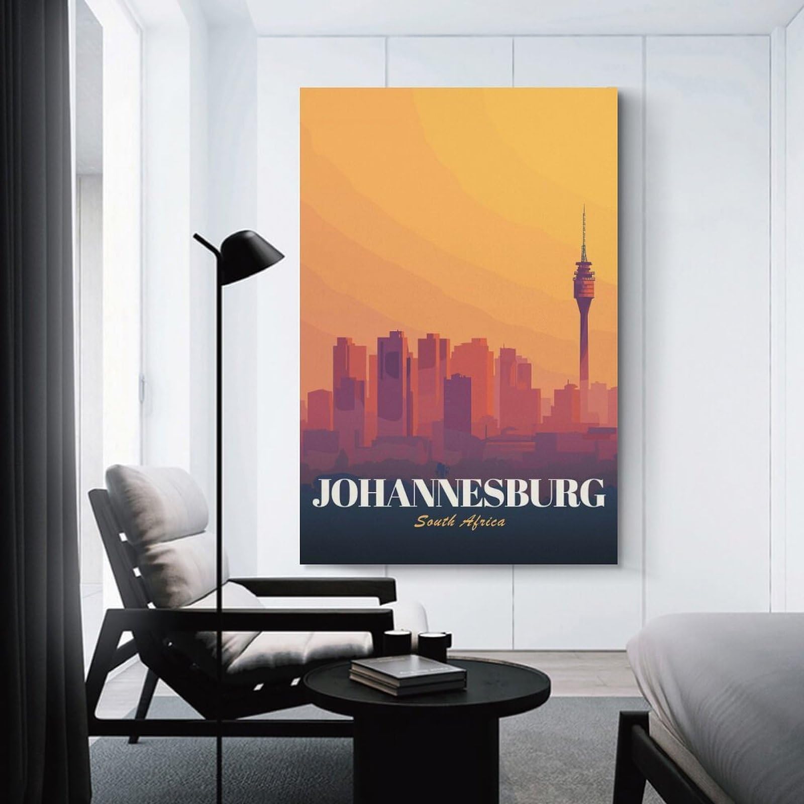 Junmoney Johannesburg South Africa Cityscape Illustration(2) Wall Picture Print 20x30inch(50x75cm), for Work Areas, Reading Rooms Or Studios, An Interior Accent for Desk Areas