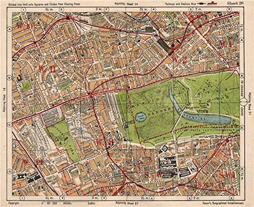 Notting Hill Map London W London. Paddington South Kensington Bayswater Notting Hill. Bacon - 1933  - Old Map - Antique Map - Vintage Map - Printed Maps Of London : Home &  Kitchen