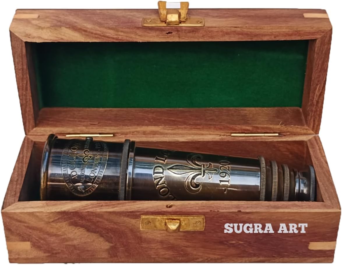 16 inch Antique Telescope 1920 London Brass Maritime 15x Vintage Pirate Spyglass...