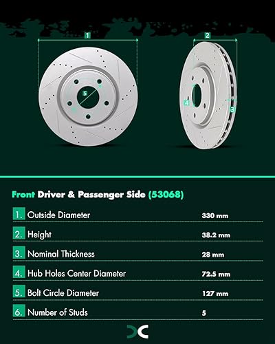 Miniatura 821 de SCITOO Juego de 2 frenos de freno ranurados traseros para Chrysler Town & Country, 08-16 para Dodge Grand Caravan, 09-13 para Dodge Journey, 12-15