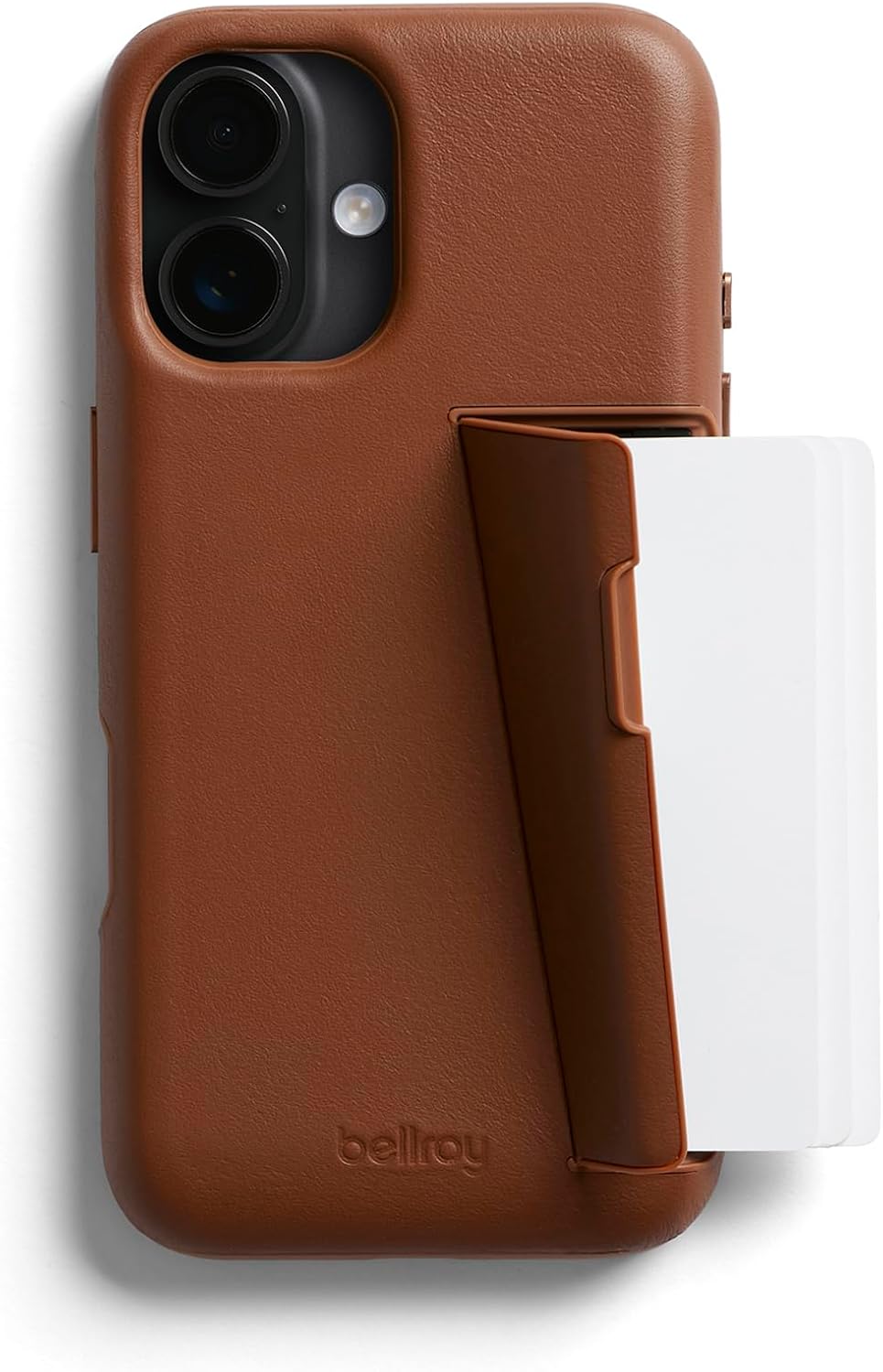 Bellroy Phone Case – 3 Card for iPhone 16 Plus (Leather iPhone case, Phone Wallet) - Sienna