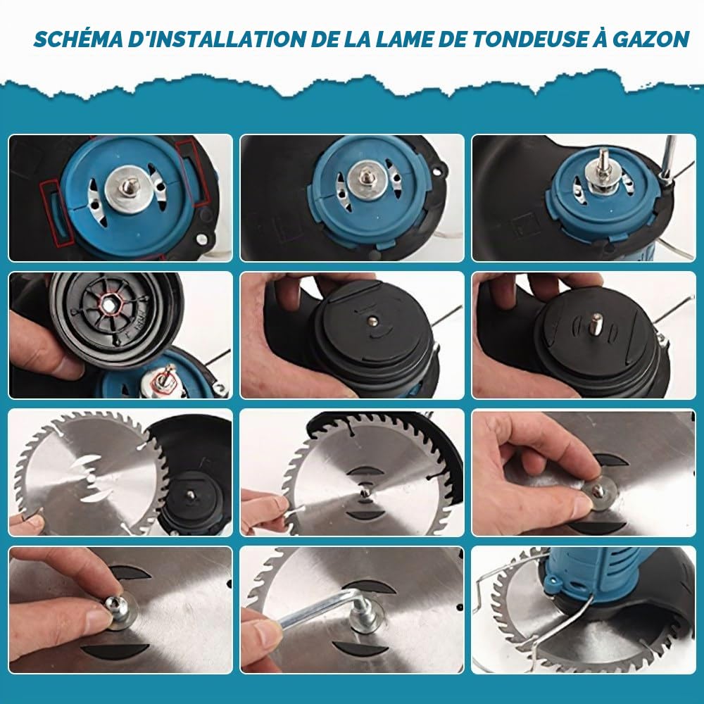 Debroussailleuse Electrique sans Fil, Coupe Bordure sans Fil avec Batterie et Chargeur, Debroussailleuse Portative 24V avec Roues, 3 Type Lames, pour La Coupe De Jardin, Pelouses (2 Batteries)