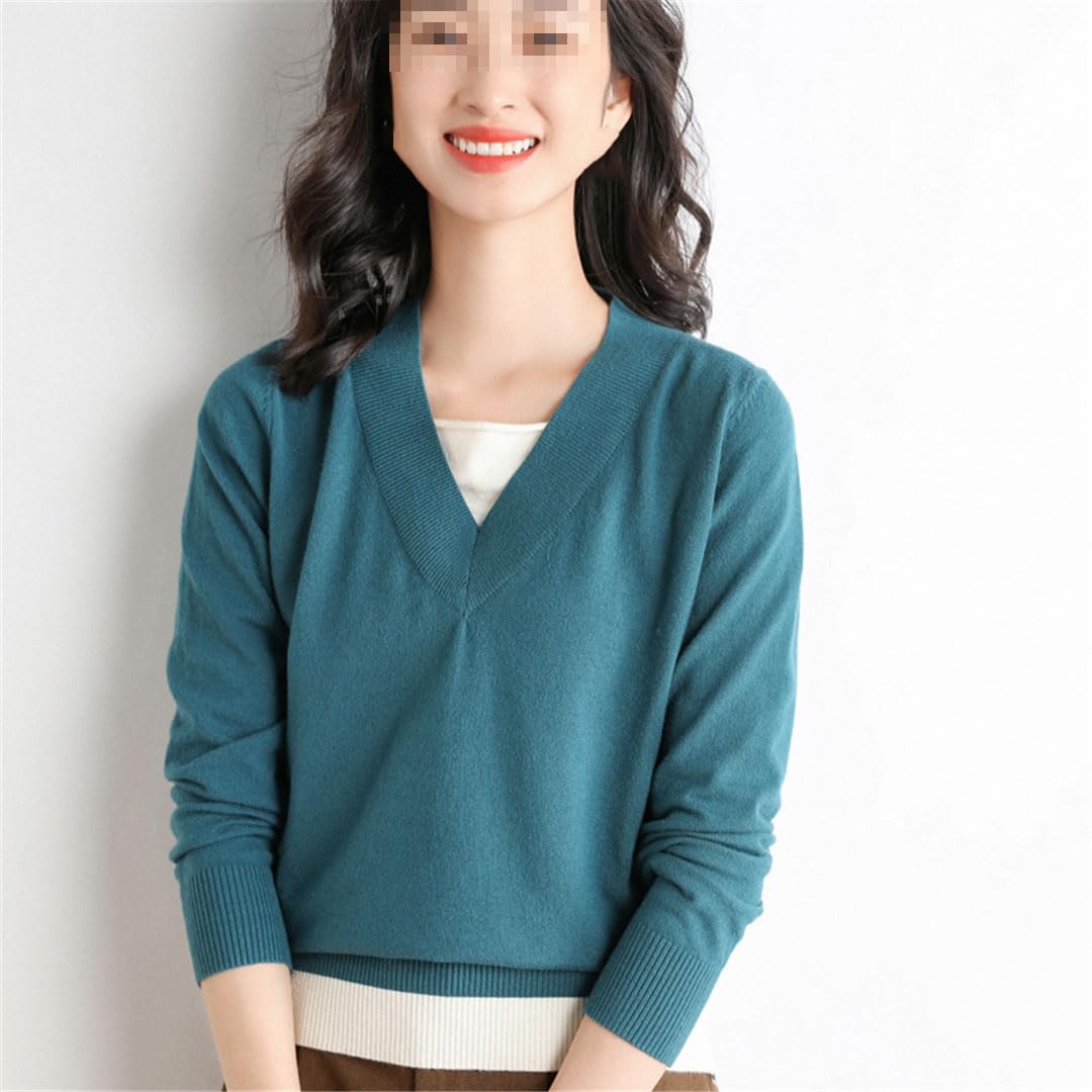 Pull À Col en V pour Femmes, Faux Pull À Bascule en Deux Pièces