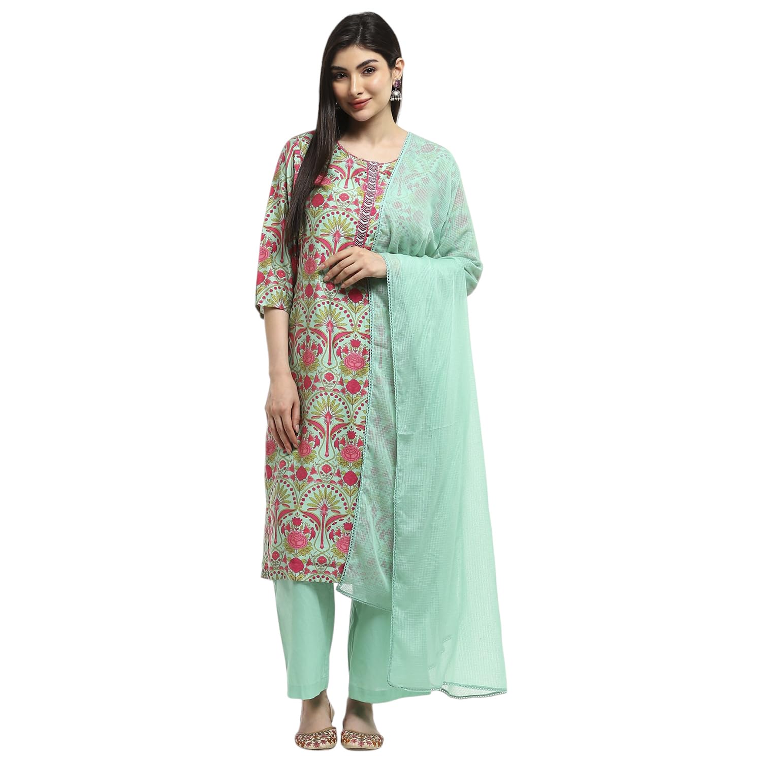 biba Women Viscose Straight Printed Suit Set-picture-17