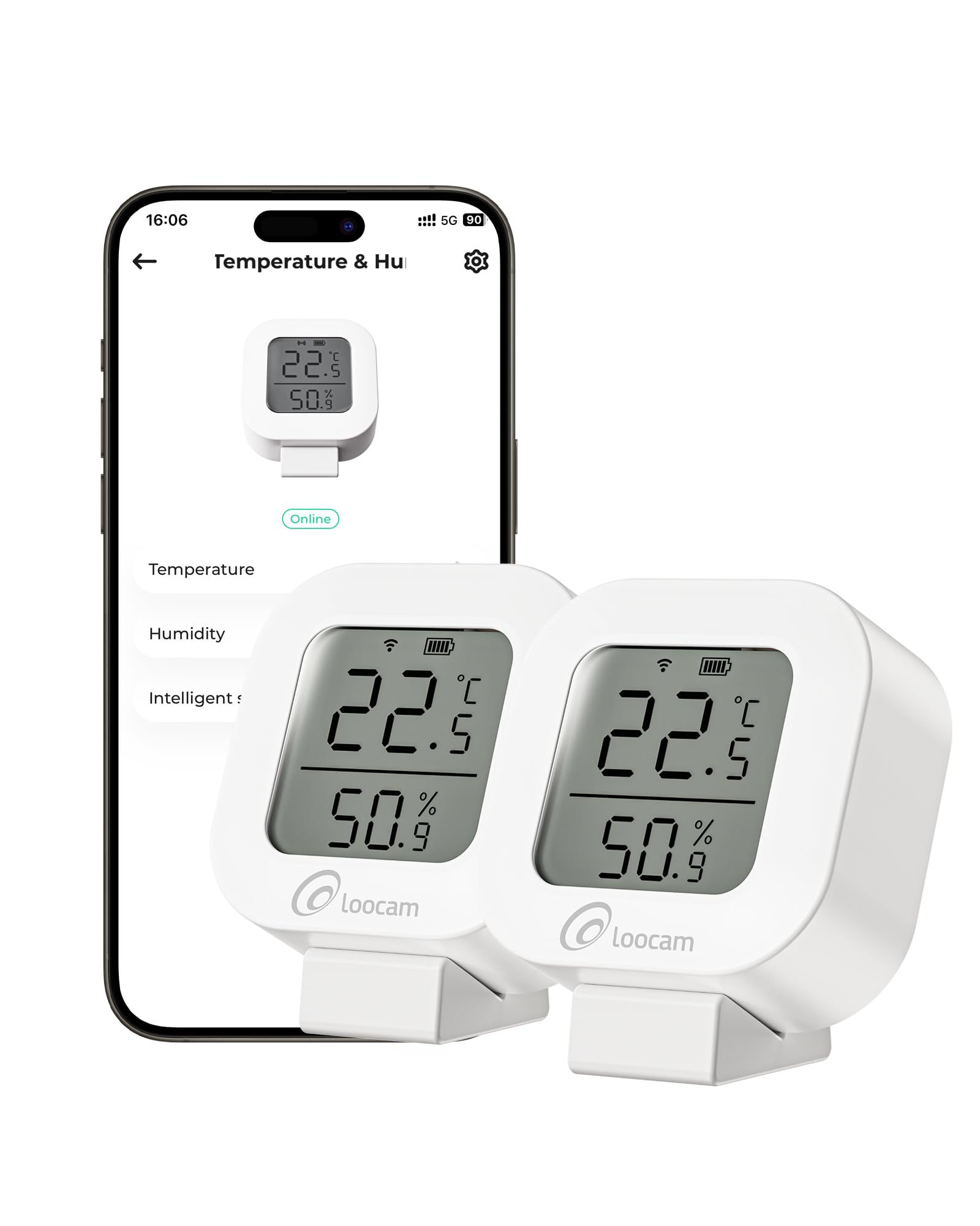 Loocam Loocam Confezione da 2 sensori igrometro termometro, termoigrometro wireless, display LCD digitale, monitor remoto app per smartphone, inviare avvisi, automazione domestica intelligente, richiede